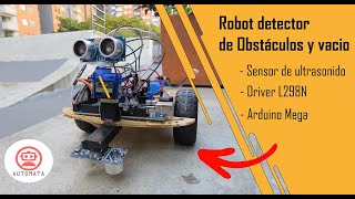 Robot detector de obstáculos y vacío sensor de ultrasonido  Driver L298N [upl. by Ainud194]