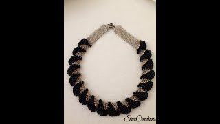 How to make Flat Cellini Stitch Beaded NecklaceTUTORIAL [upl. by Emmey]