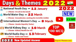 Days and Themes 2022 Current Affairs  Divas aur theme 2022  Current Affairs 2022 April GkTrick [upl. by Otreblif]