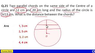 Two parallel chords on the same side of the Centre of a circle are 12 cm and 20 cm long and the radi [upl. by Auberta]