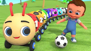 Learn Colors Numbers for Kids with Little Babies Fun Play  Soccer Balls Caterpillar Train 3D Edu [upl. by Charlotta]