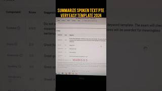 summarize spoken text pte template 2024 shorts youtubeshorts [upl. by Nilde]