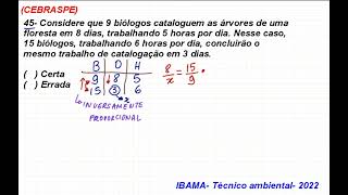 CEBRASPE IBAMA Técnico ambiental 2022  Nível médio45Considere que 9 biólogos cataloguem as [upl. by Lonergan]