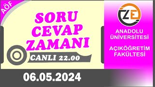 AÖF 06 05 2024 Canlı  Soru Cevap Zamanı  Açıköğretim DGS KPSS YKS [upl. by Fidole]