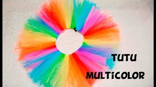 Cómo hacer un Tutu Multicolor SIN COSER para Carnaval [upl. by Siuqcram]