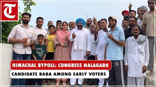 Cong Nalagarh candidate Hardeep Baba was among early voters had gone with his wife to cast vote [upl. by Tecu]