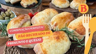 Pão recheado de presunto e queijo  Band Receitas [upl. by Damita539]