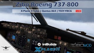 XPlane 11 Live  Zibo Boeing 737800  Qantas 864  YSSY ✈ YBCG [upl. by Joellyn402]