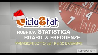 LOTTO X TUTTI RUBRICA STATISTICA DAL 19 AL 30 DICEMBRE [upl. by Barby]