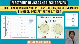 Field Effect Transistors FETs Construction Operating Modes EMOSFET DMOSFET FET Vs BJT IGBT [upl. by Orfinger]