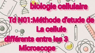 TdN01biologie cellulaire Méthode detude de la cellule différents entre le 3 microscope [upl. by Lia890]