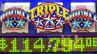 Chasing Monster Jackpot Old School Triple Double Stars Casino Slot [upl. by Desdamona41]