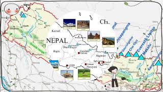 Map of nepal showing famous temple Hiway mauntan River etc [upl. by Schiro]