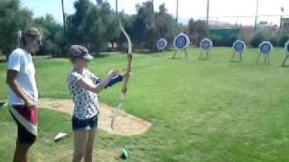 TheCheesyPrincess tries archery  Sensatori Crete [upl. by Aroled]