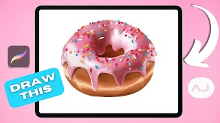 YOU Can Draw This Realistic DONUT in PROCREATE  easy step by step drawing tutorial [upl. by Enilraep]