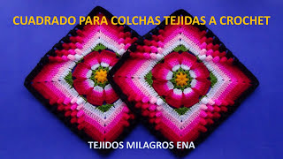 Como tejer el Cuadrado o muestra de colores N° 12 a crochet para colchas y cojines paso a paso [upl. by Ahkos267]