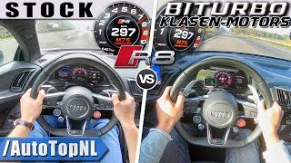 AUDI R8 V10 Plus 610HP vs 1000HP AUDI R8 V10 BiTurbo Klasen  0300kmh amp AUTOBAHN POV by AutoTopNL [upl. by Nomyaw]