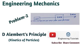 D Alemberts Principle Problem 2 Kinetics of Particles Engineering Mechanics [upl. by Aehta359]