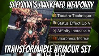 SAFIJIIVAS AWAKENED WEAPONRY amp TRANSFORMABLE ARMOUR SET  MHW Iceborne [upl. by Alahc]