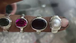 RASHI RATNA SILVER RING  PANNA RING  RED AMITATION RING  MOTI RING  HAQUIK RING  ring [upl. by Lerat]