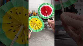 🍉Diy paper fan🪭 paperfan diy papercraft cutecrafts crafts craft [upl. by Cindie]