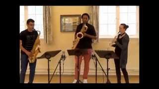 Mozart Fugue in E flat  arranged for saxophone trio [upl. by Kcirtapnaes]