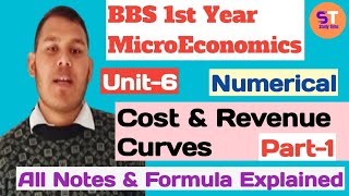 BBS 1st Year MicroEconomics Cost amp Revenue Curves  Unit6 Numerical  Part1 All notes Explained [upl. by Idhem447]