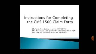 Instructions for submitting a CMS 1500 form to Insurance Box 24a [upl. by Dolley]