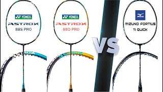 Eng Sub Compare Mizuno Fortius 11 Quick vs Yonex Astrox 88D Pro Astrox 88S Pro [upl. by Tomasine]