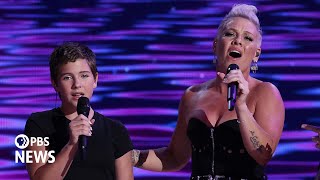 WATCH PNK and her daughter perform What about Us at 2024 Democratic National Convention [upl. by Anitsirt]