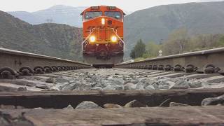 BNSF empty intermodal over camera  VOLUME WARNING [upl. by Schnabel]