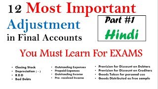 Final Accounts with 12 Most Important Adjustment in Hindi part 1  Book keeping Lectures 3 [upl. by Asilram583]