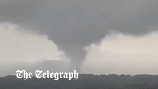 Unusual waterspout tornado seen in Scotland amid thunderstorm warnings [upl. by Firehs889]