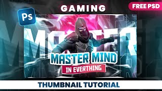 New Gaming Thumbnail Design In Photoshop Tutorial Speed Art Free Psd Included [upl. by Ylekalb443]