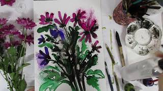 Drawing Still Life Flowers with Acrylic Inks by Ann Marie Whitton [upl. by Obediah]