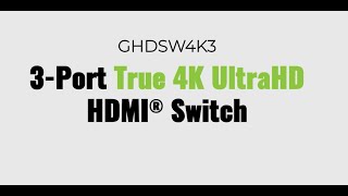 IOGEAR 3Port True 4K UltraHD HDMI® Switch  GHDSW4K3 [upl. by Allesor]