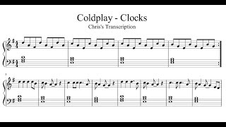 Clocks  Coldplay  Easy Piano Sheet Music No Audio [upl. by Zinah]