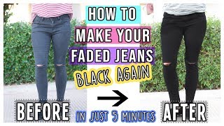 How To Make Your Faded Jeans Black Again In Just 5 MinutesTheDIYGirl [upl. by Kaleb430]