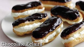 Chocolate Eclairs  COOKERYSCHOOL [upl. by Eidde983]