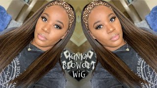 NEW Texture amp Highlights 😍😍😍  Natural Kinky Blowout Head Band Wig  HergivenHair [upl. by Bascio]