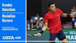 Brandon Nakashima vs Maximilian Marterer Highlights  USA vs Germany  2024 Davis Cup [upl. by Alard]