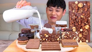 SUB 초코초코파티 밀카초콜릿 트윅스초콜릿 킨더카드초콜릿 대왕몽쉘 먹방 Chocolate Party Choco Crepe Choco Bar Choco Snack MuKBang [upl. by Anialahs]