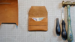 How to make a Vachetta leather Credit Card HolderMini Leather Wallet [upl. by Akemrej]