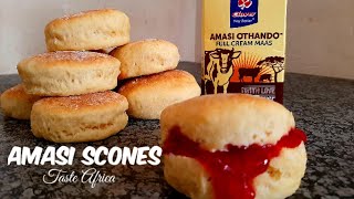 Amasi Scones  4 Ingredients Easy South African Recipe  Eggless [upl. by Draneb]