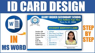 Identity Card Design in Ms Word  How to Make Student Id Card Design in Ms Word Hindi Tutorial [upl. by Dlaniger]