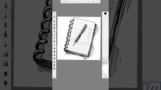 Black and White Book drawing using Sketchbook reels sketchbook shorts digitalart book [upl. by Louella]