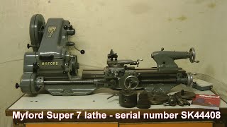 Showcase video for Myford Super 7 lathe serial number SK44408 [upl. by Darcey]