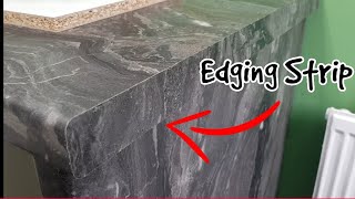 How To Apply And Finish A Kitchen Worktop Edging Strip diy [upl. by Kipp]