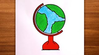 How to draw a Globe step by step  Globe drawing easy [upl. by Kimberly]