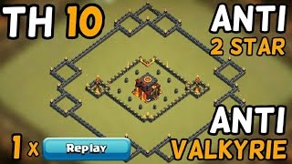 BEST TH10 WAR BASE EVER ANTI VALKYRIE  1 × REPLAY  August 2016 Clash of Clans  Speedbuild [upl. by Molloy]